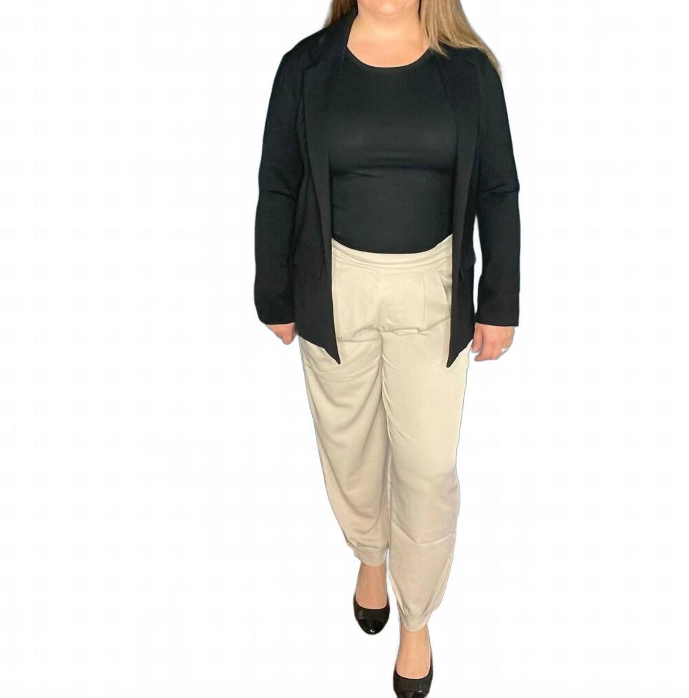 NEW ALLIE ROSE pleated pull on jogger pants in almond